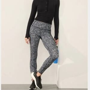 Athleta Rainier High Rise Reflective Print Legging Jasper Black Brown Medium
